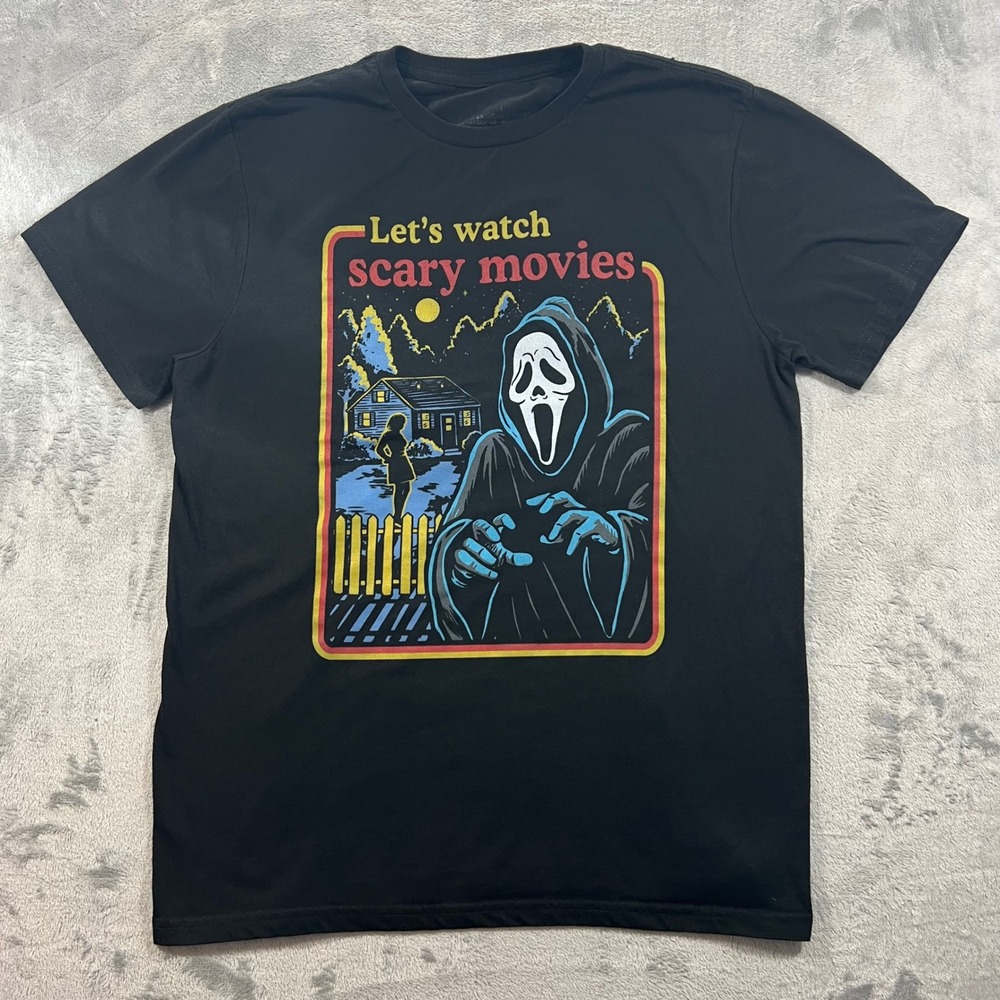 Scream Ghostface Graphic‎ T-Shirt Mens Medium Black Horror Retro Modern Changes